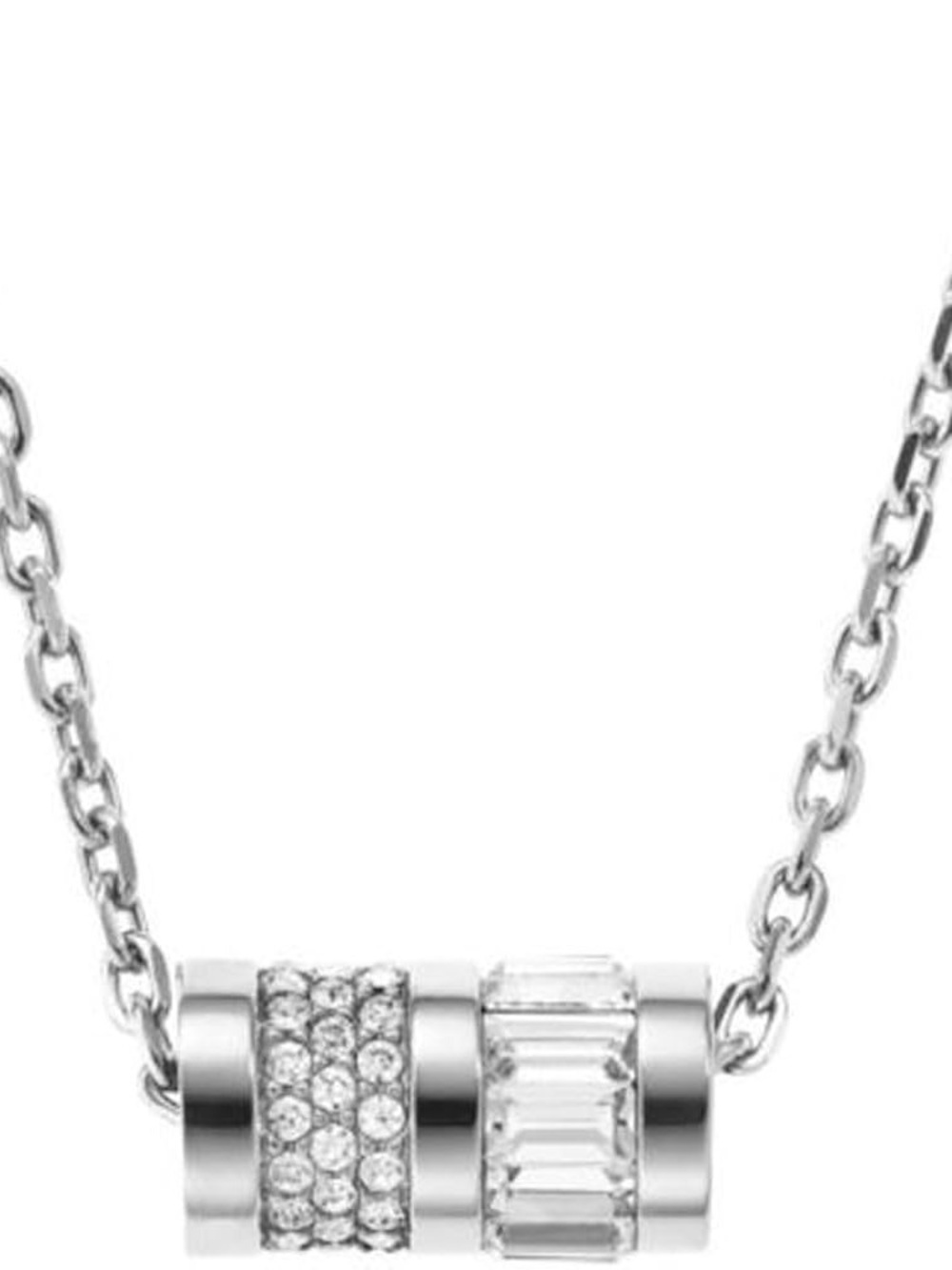 NWOT Michael Kors Brilliance Silver Black Pave Barrel Pendant Necklace